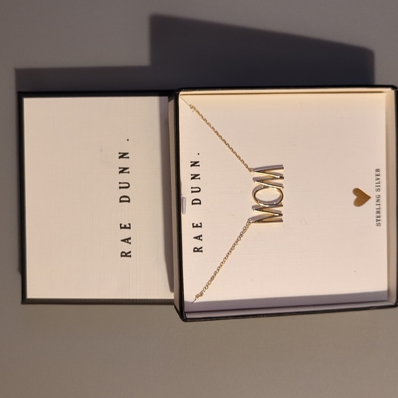 Rae Dunn Jewelry - Rae Dunn "MOM" Necklace Gold Color Sterling Silver Gift Box